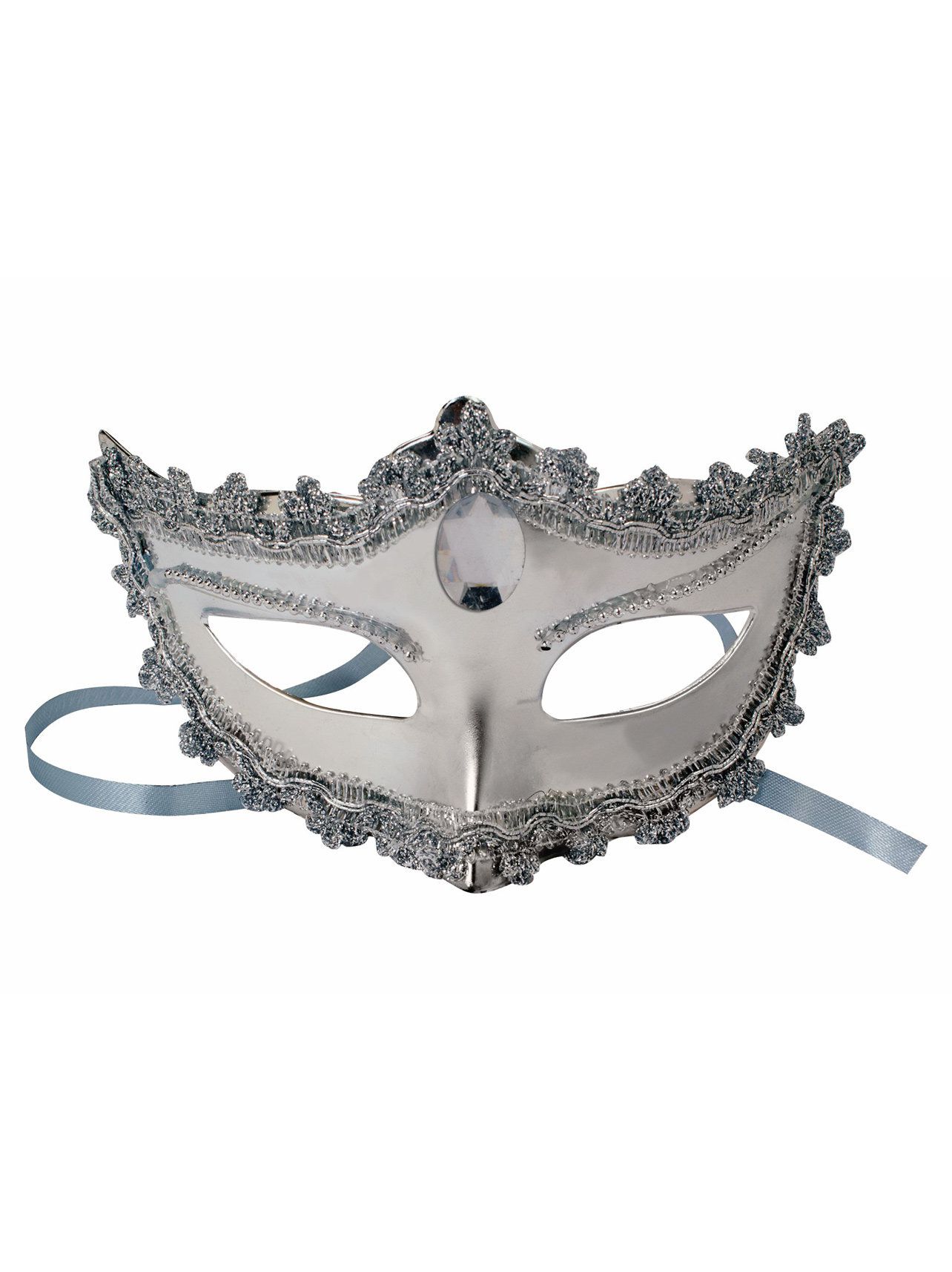 Adult Elegant Silver Masquerade Eye Mask - costumes.com