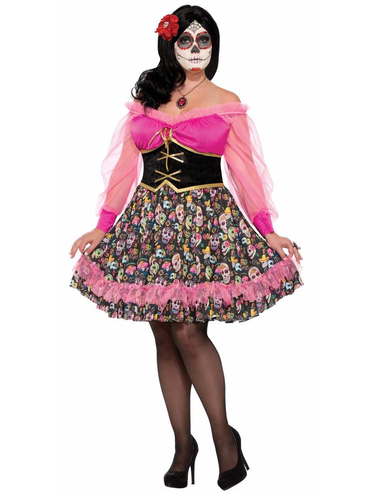 Day of the Dead Senorita Plus Costume - 1X - costumes.com