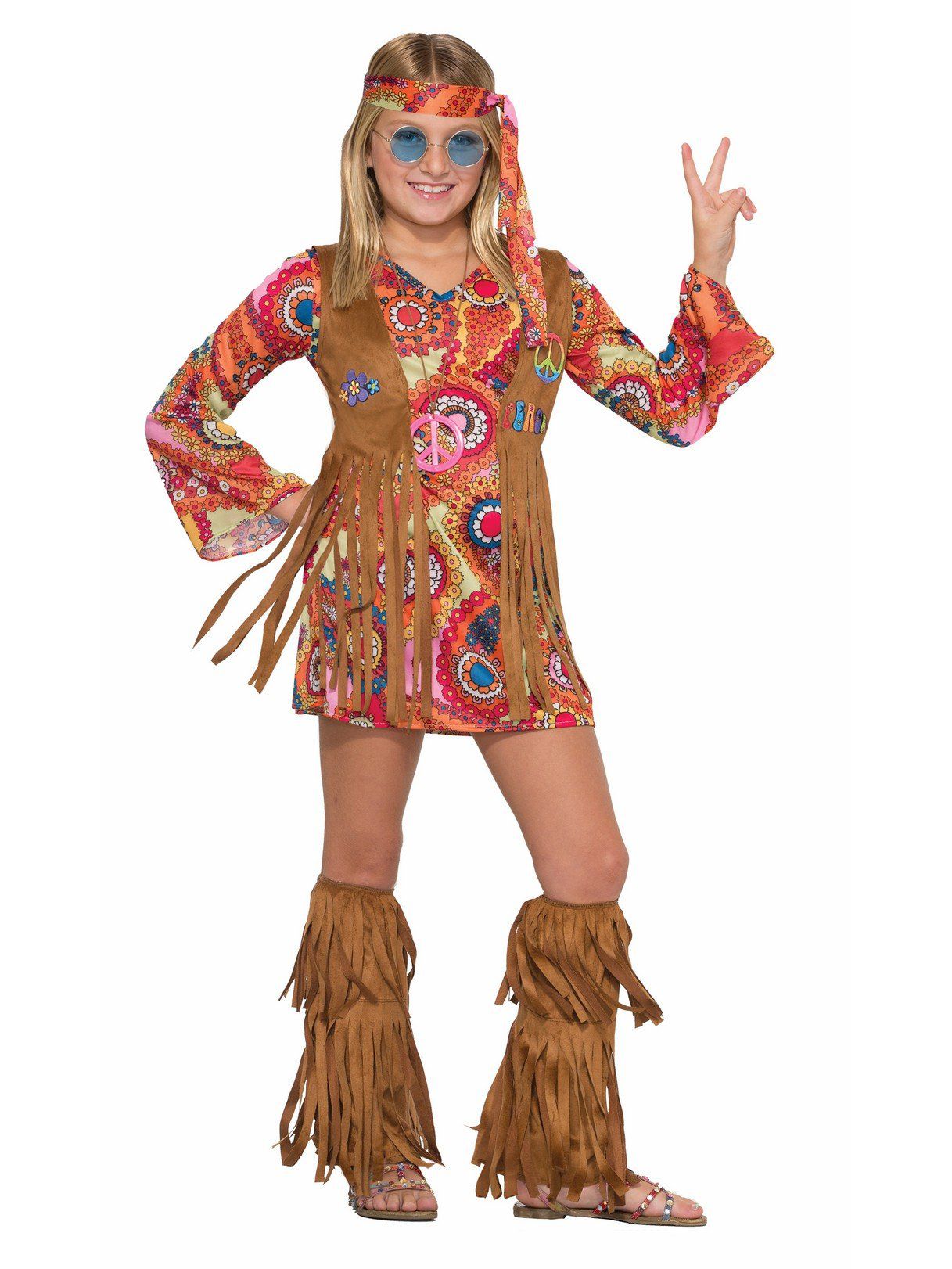 Girls' 1960's Flower Child Hippie Costume - costumes.com