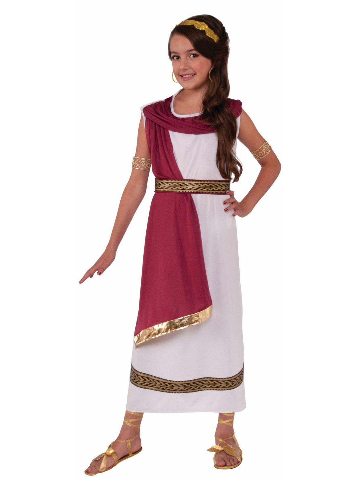 Girls' Red and White Greek Goddess Costume - costumes.com