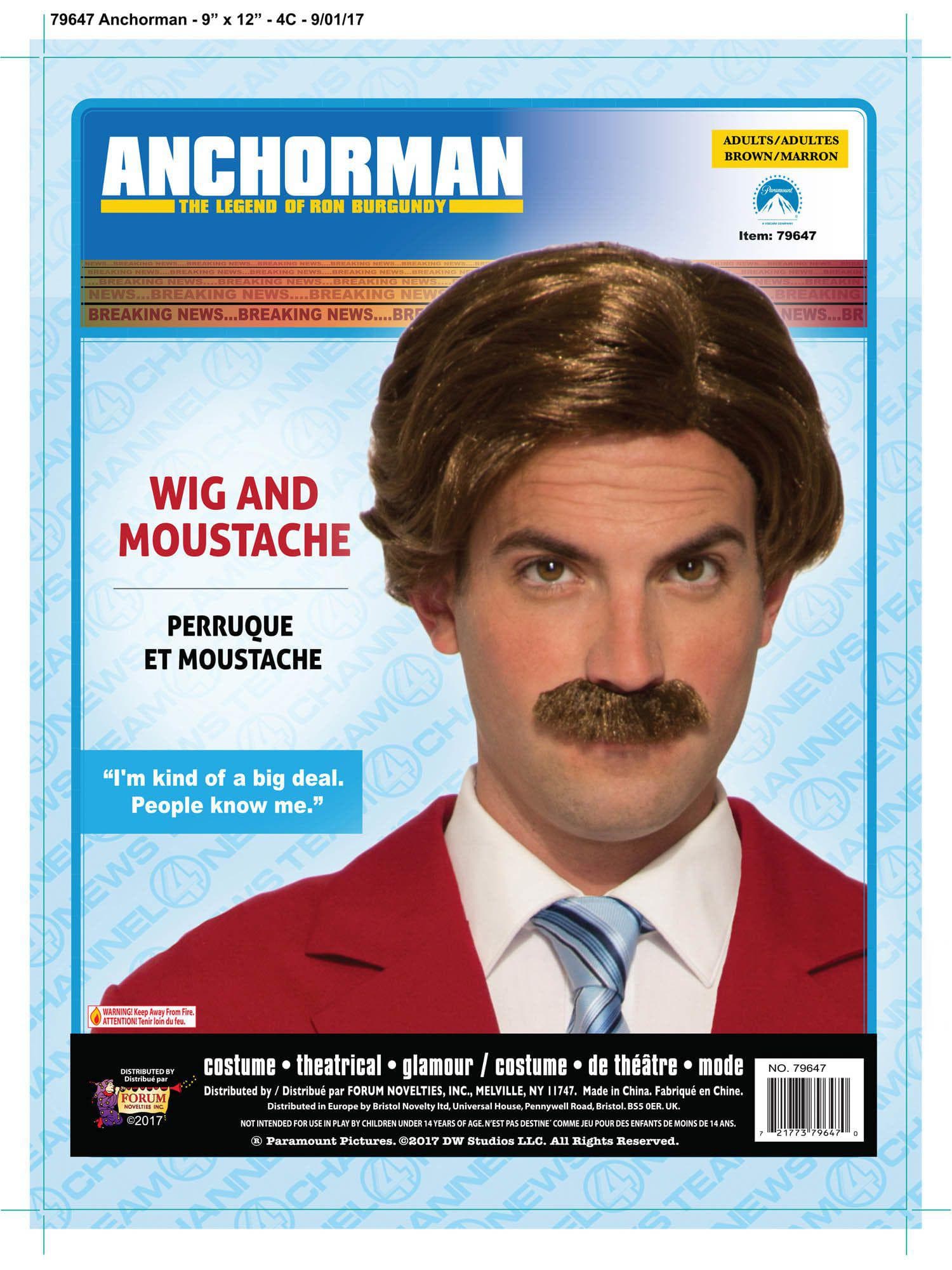 Men's Anchorman Ron Burgundy Wig and Mustache - costumes.com