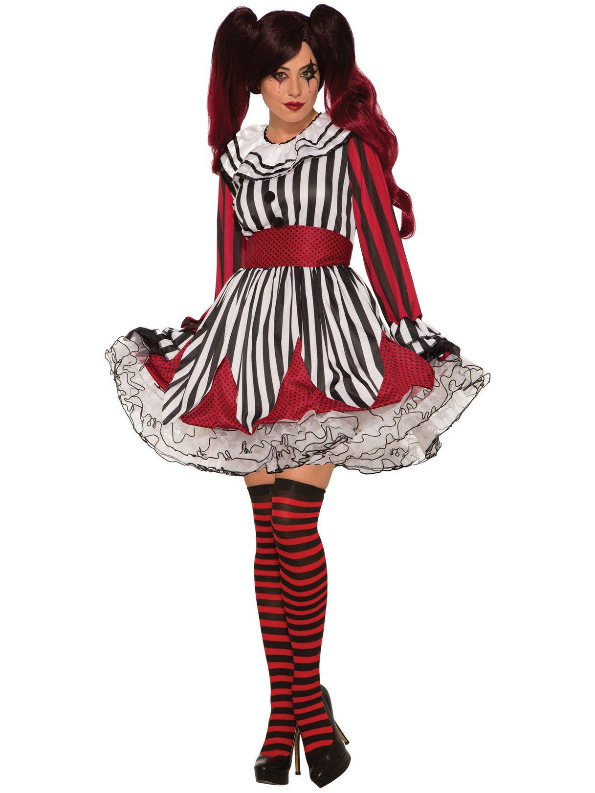 Women's Striped Miss Mischief Clown Costume - costumes.com