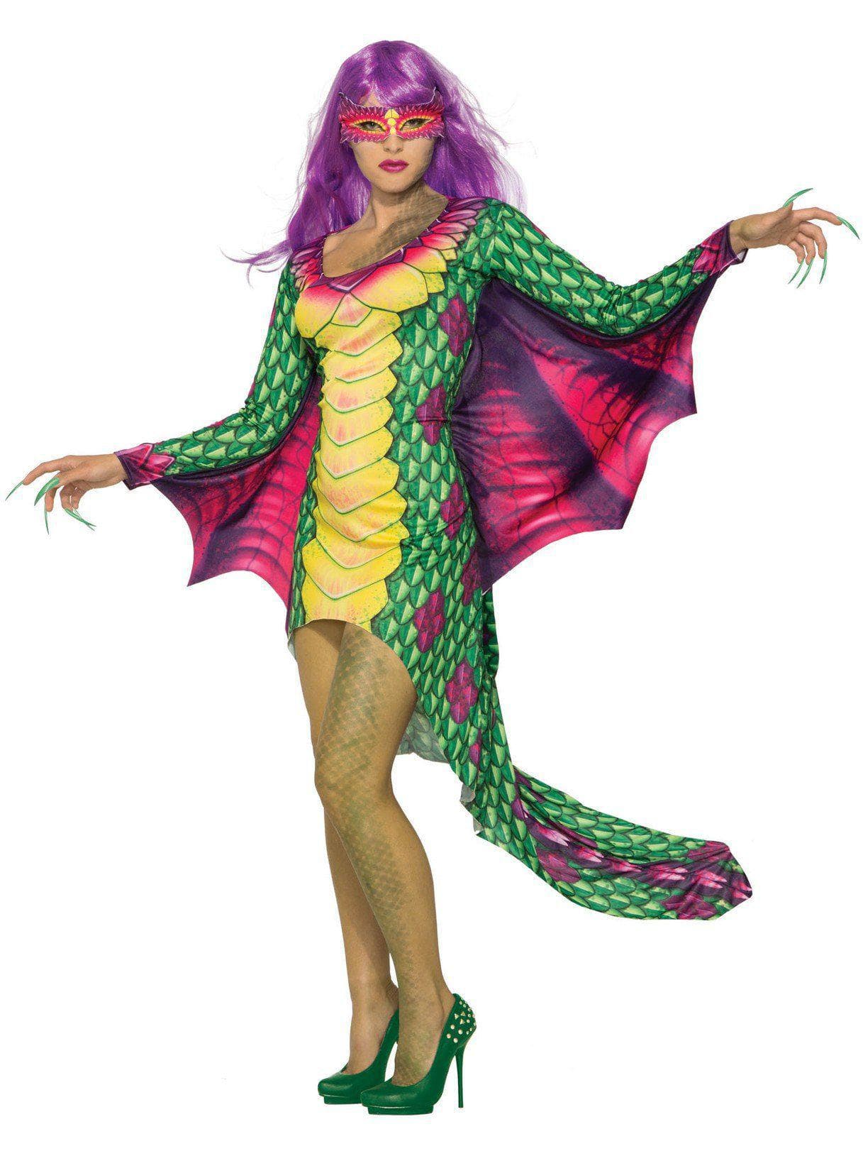 Adult Dazzling Dragon Dress W/Mask Costume - costumes.com