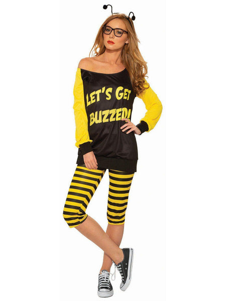 Adult Let's Get Buzzed Shirt, Pant, Headband Costume