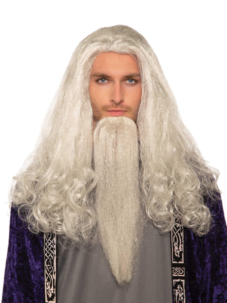 Wise Wizard Wig & Beard White