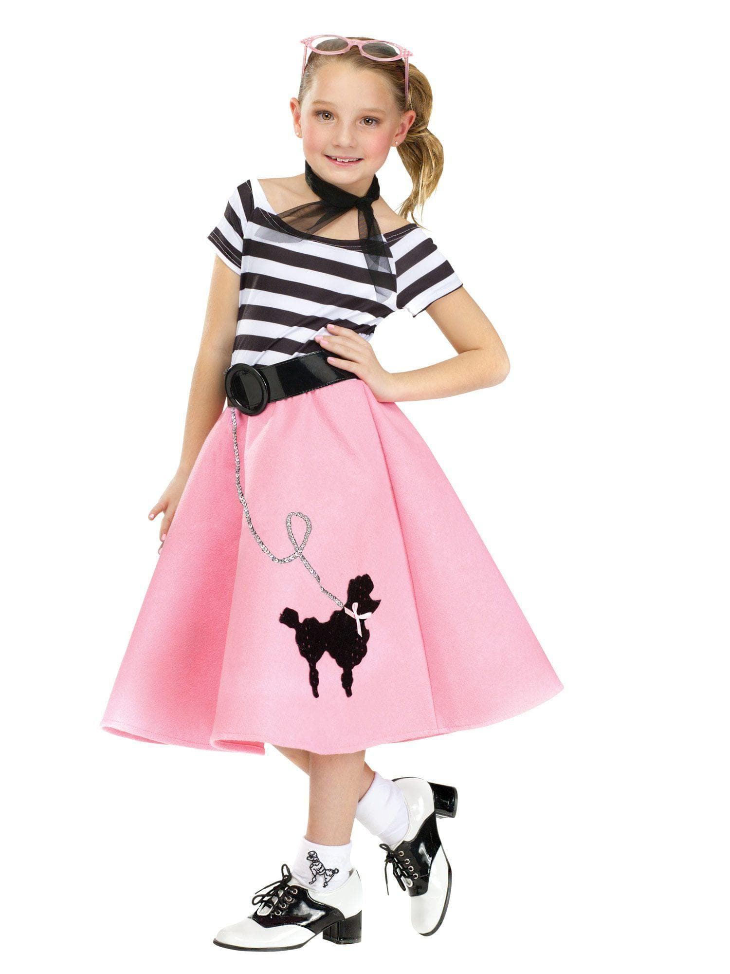 Kid's Poodle Dress With Scarf And Belt Costume Kid's Poodle Dress With Scarf And Belt Costume