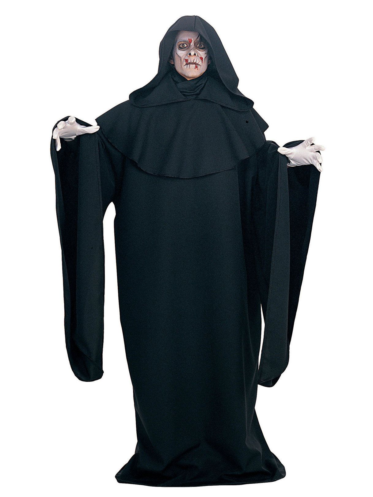 Adult Black Full Hooded Robe with Cowl - Deluxe - costumes.com