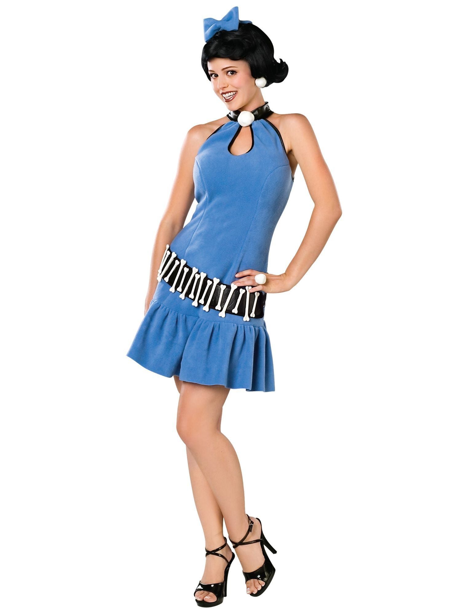 flintstones blue dress Cartoon Dress Women's Cavewoman Costume: Sexy Blue Dress Outfit with Bow Tie for Halloween Party