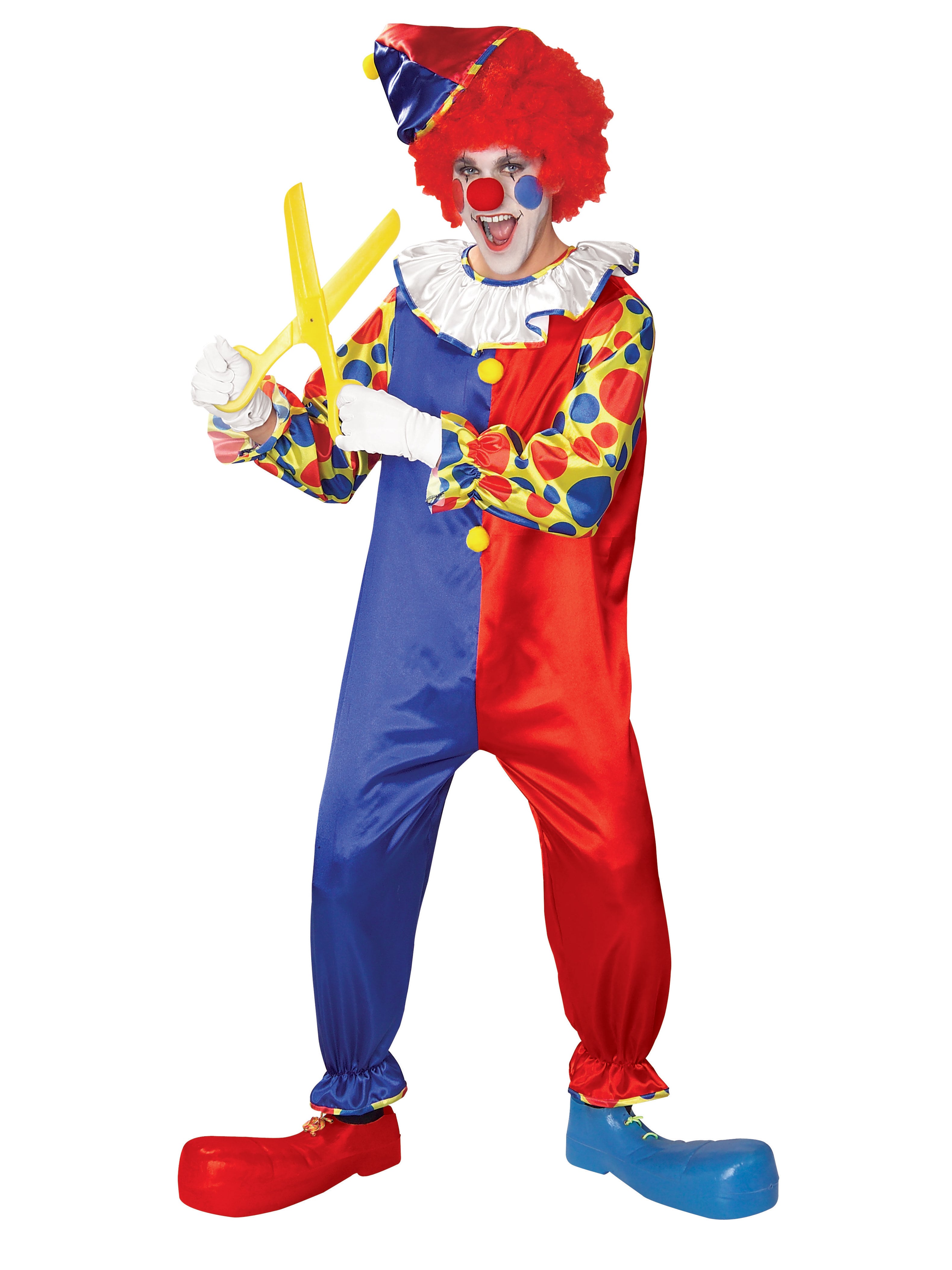 Adult Red and Blue Polka Dot Bubbles the Clown Costume - costumes.com