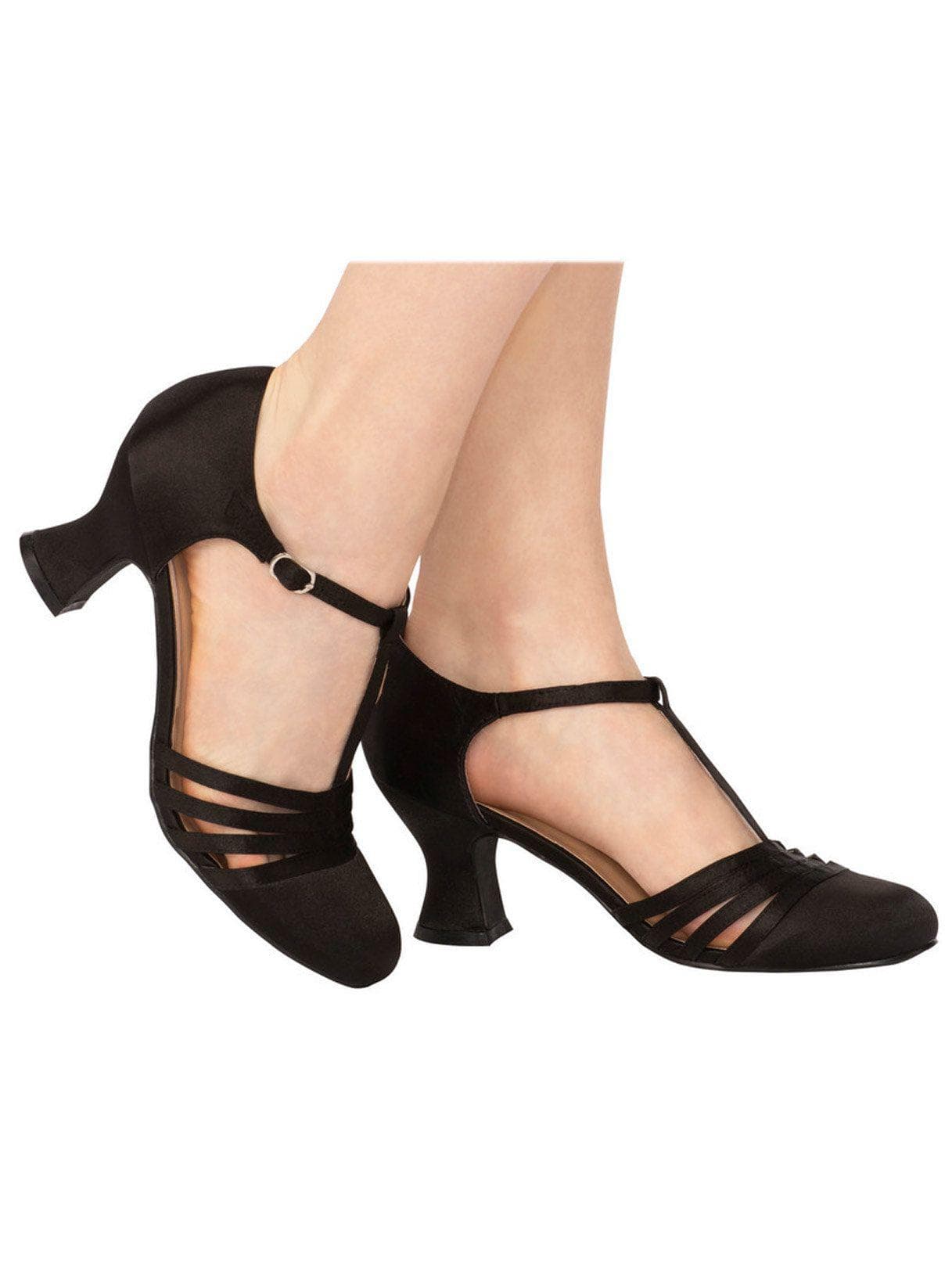 Adult Black 1920's Flapper Heeled Shoes - costumes.com