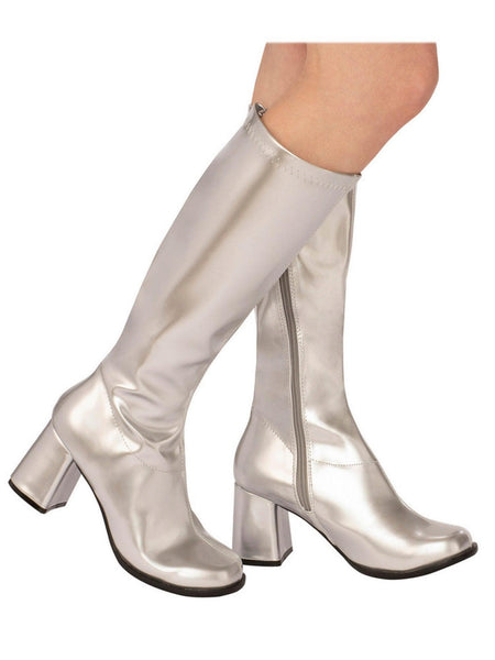 Adult Silver Metallic Go Go Disco Boots
