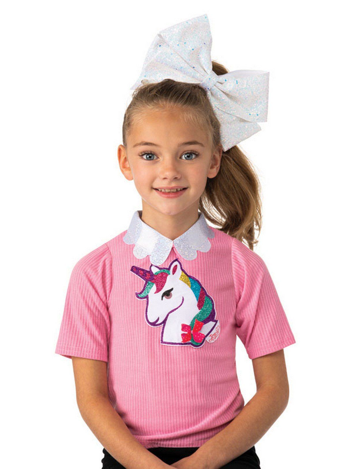Girls' Jo Jo Siwa White Glitter Oversized Bow - costumes.com