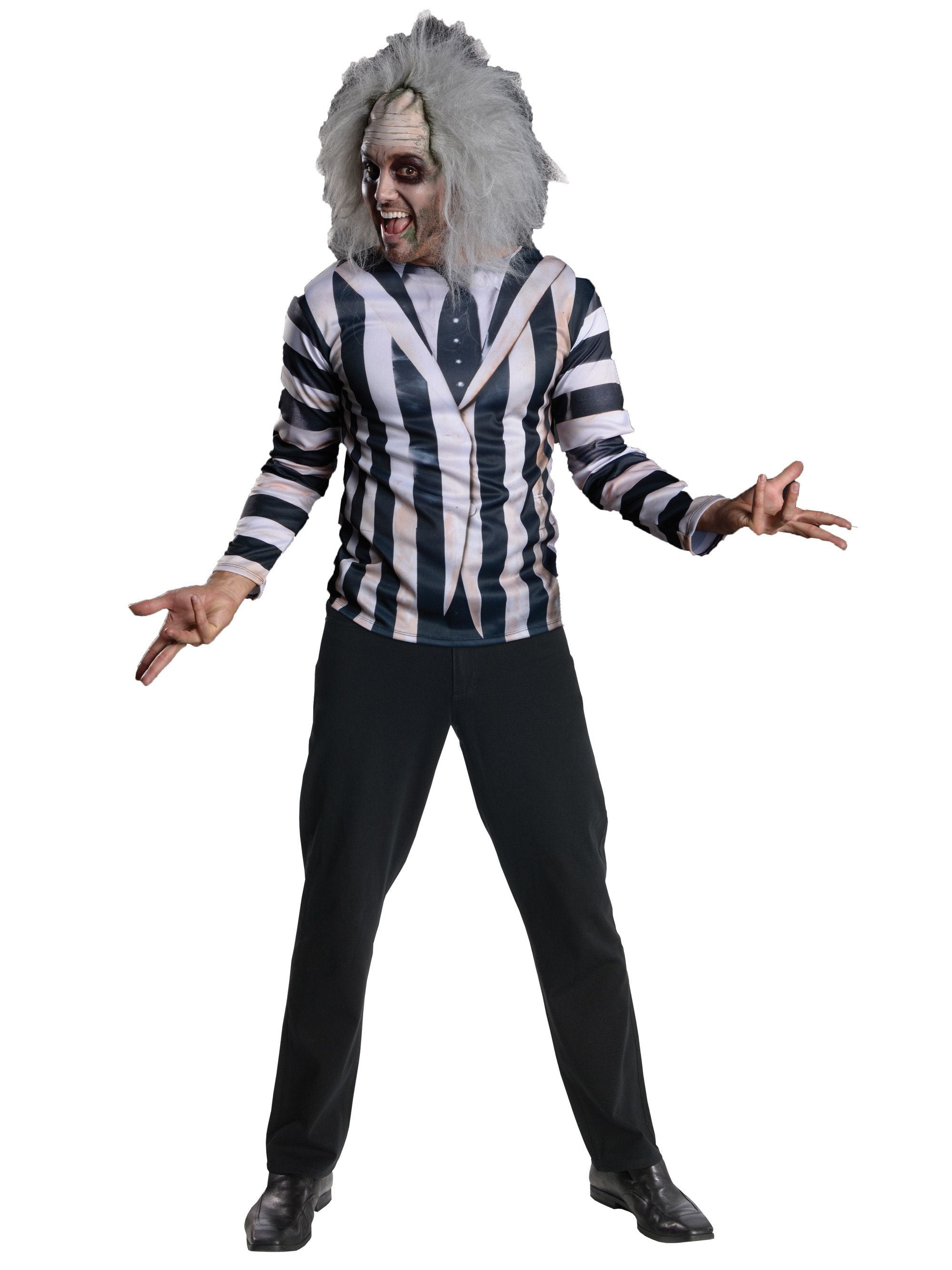 Adult Beetlejuice Top, Wig and Makeup Set - costumes.com