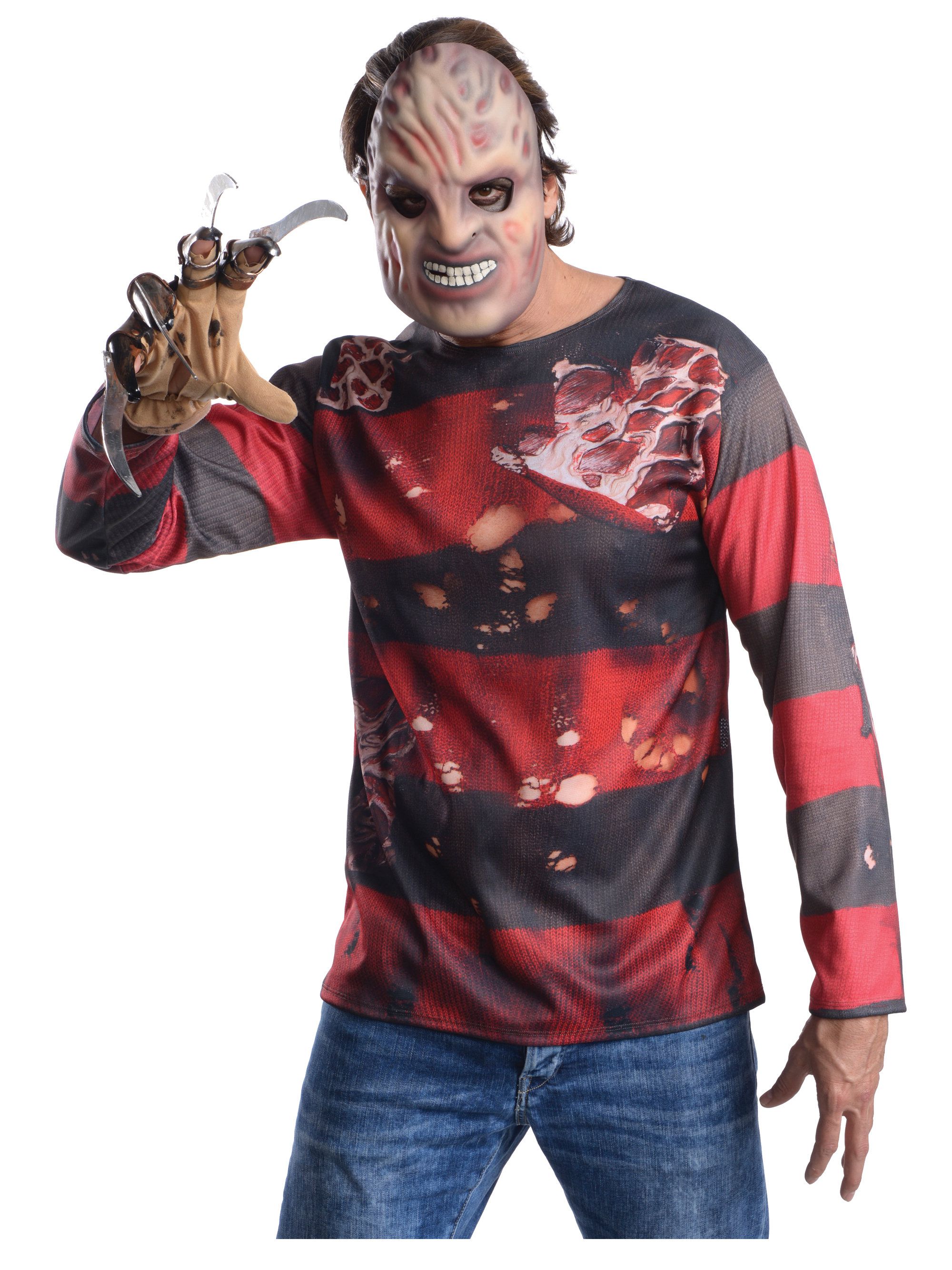 Men's A Nightmare on Elm Street Freddy Krueger Printed Shirt, Mask and Glove Set - costumes.com