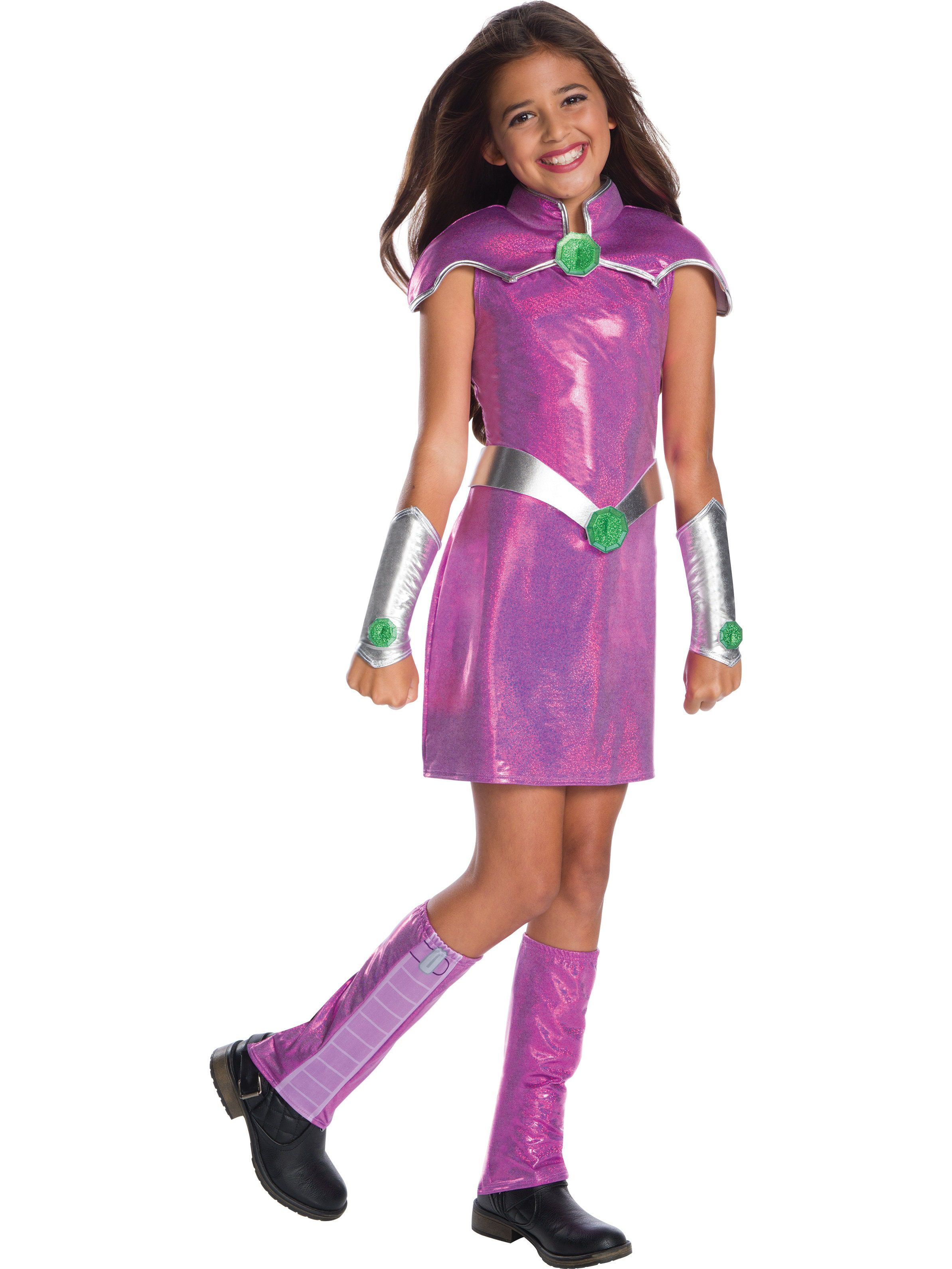 Girls' Shimmer Teen Titans Starfire Costume - Deluxe - costumes.com