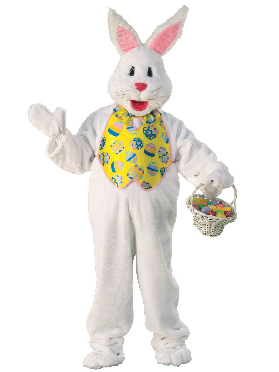 Men's Mascot Easter Bunny Costume with Festive Egg Vest - costumes.com