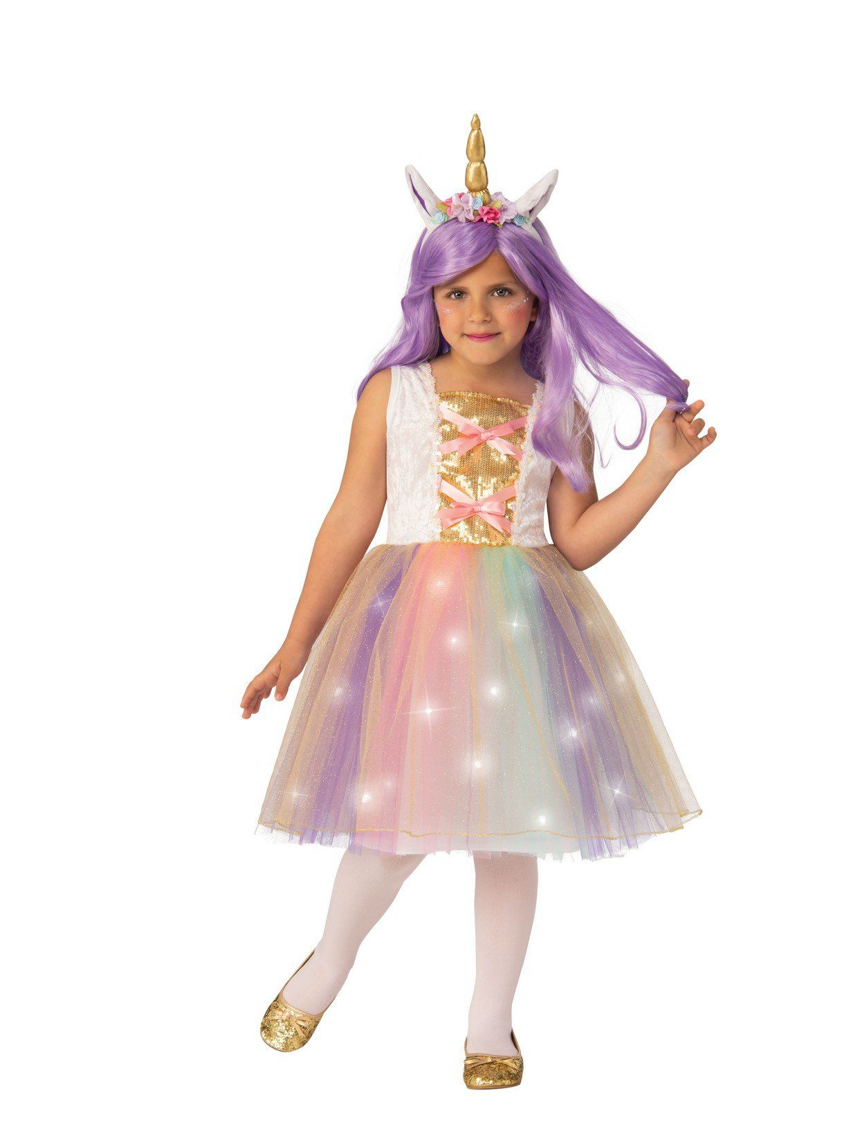 Girls' Light-Up Pastel Unicorn Costume - costumes.com