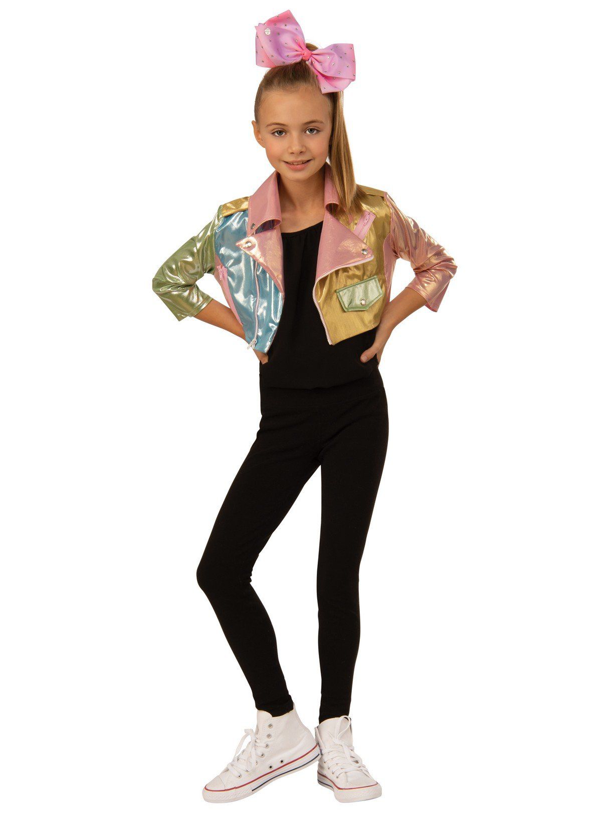 Girls' JoJo Siwa Pastel Biker Jacket and Hairbow - costumes.com