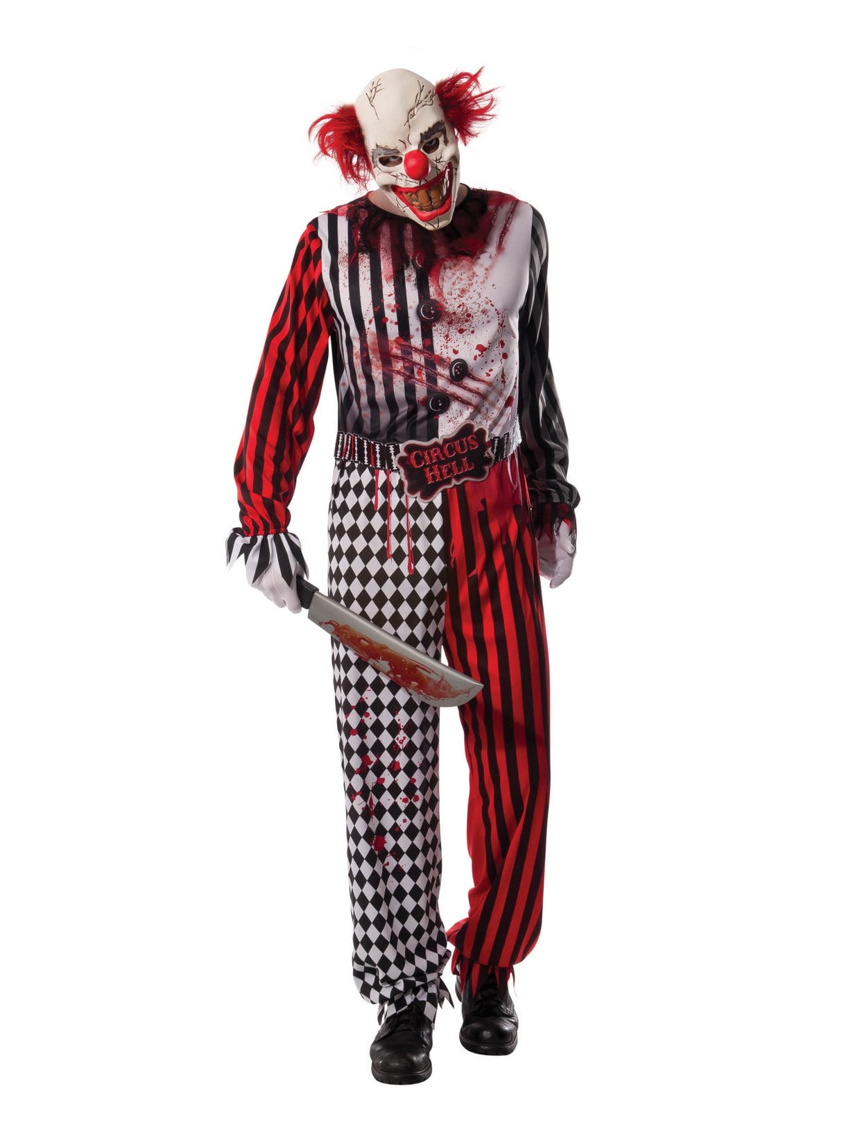 Men's Black and Red Evil Clown Costume Men's Black and Red Evil Clown Costume