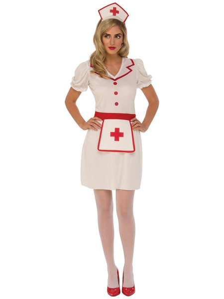 Women's Red and White Retro Nurse Costume