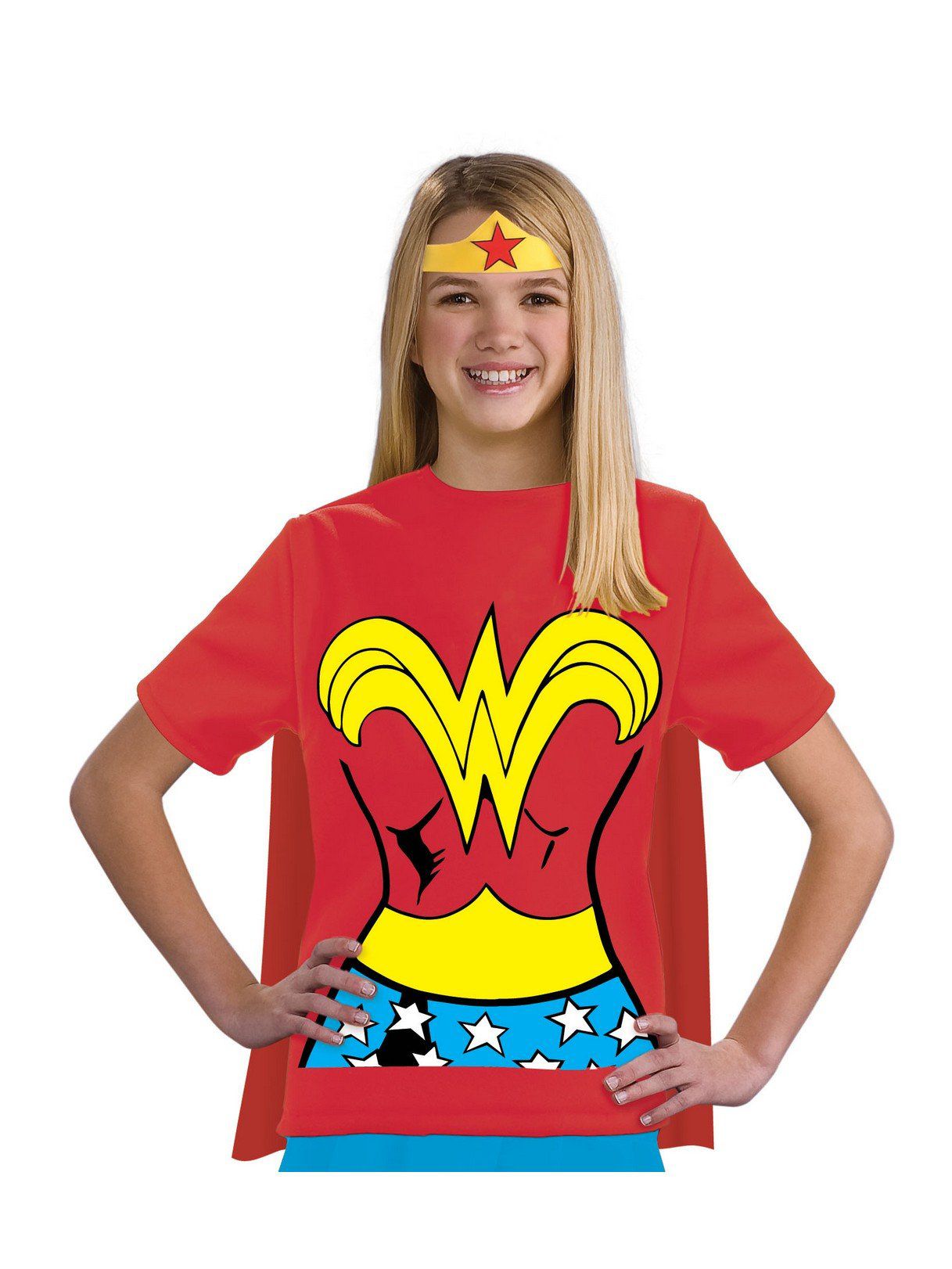 Girls' Wonder Woman T-Shirt, Cape and Headband Set - costumes.com