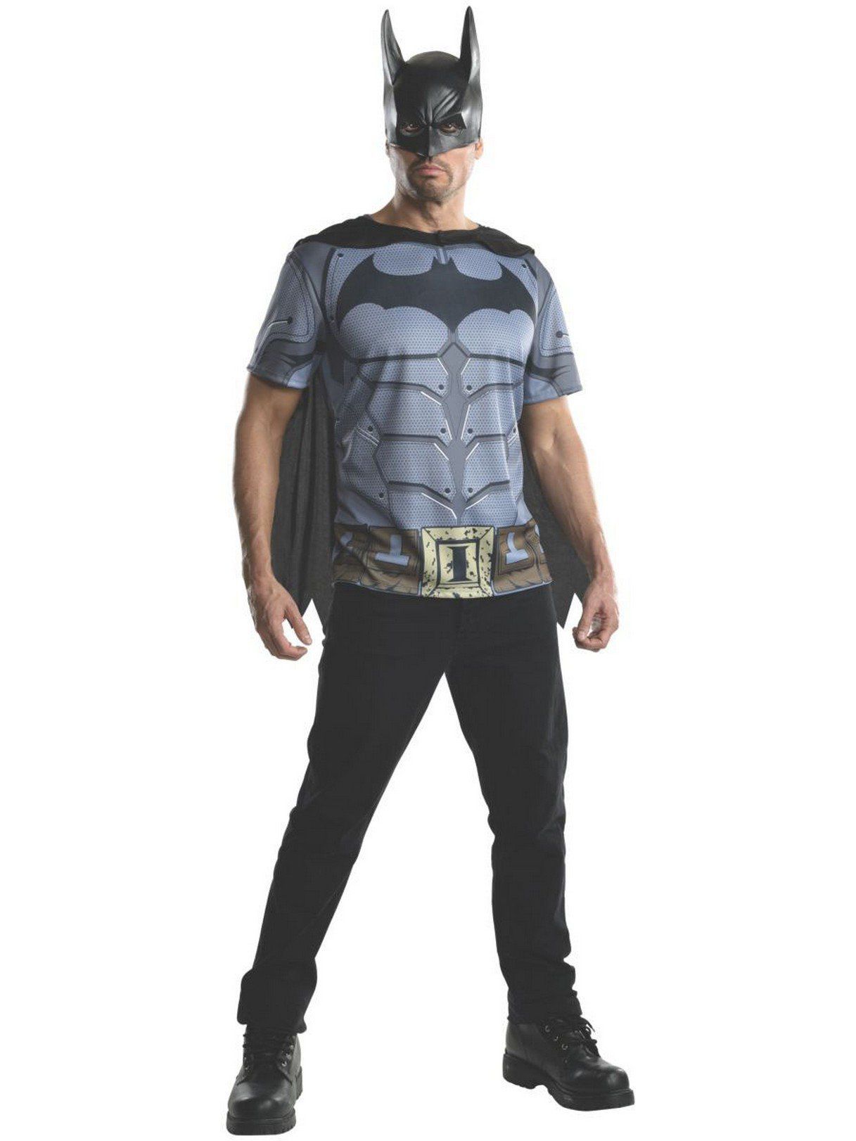 Men's Batman: Arkham City Batman Costume Top, Cape and Mask Set - costumes.com
