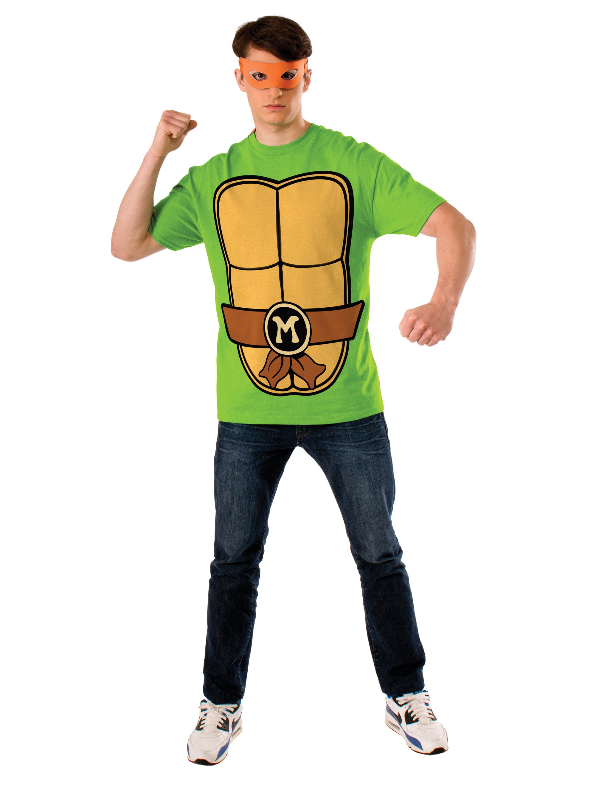 Men's Teenage Mutant Ninja Turtles Michelangelo T-Shirt and Mask Set - costumes.com
