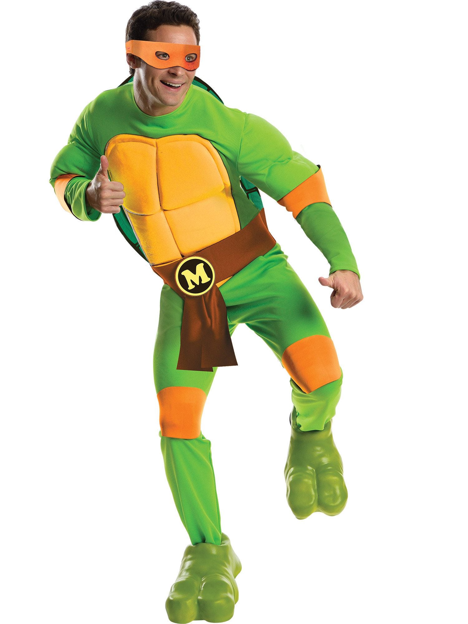 Men's Teenage Mutant Ninja Turtles Michelangelo Padded Jumpsuit Costume - Deluxe - costumes.com