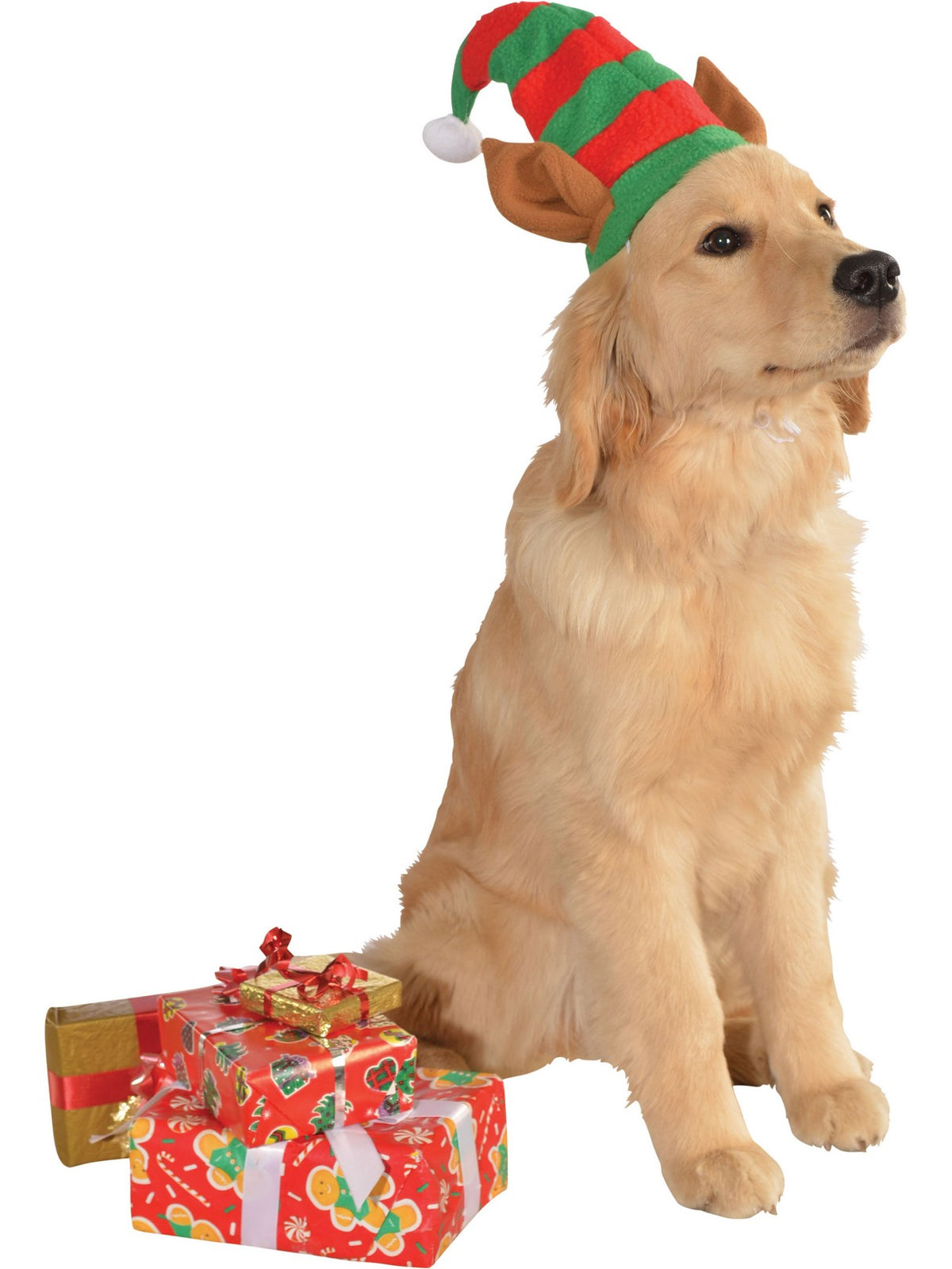 Red and Green Elf Ears Pet Hat - costumes.com