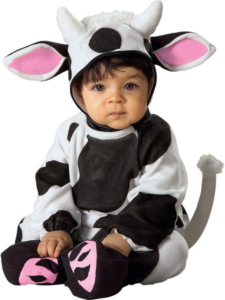 Black and White Cozy Cow Costume for Babies