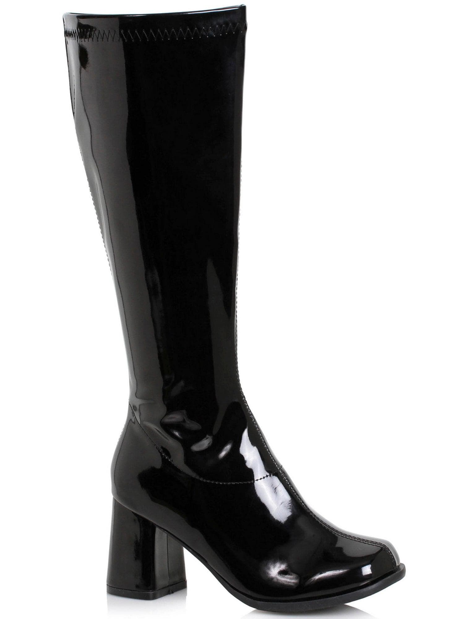 Adult Black Wide Width Patent Go Go Boots - costumes.com