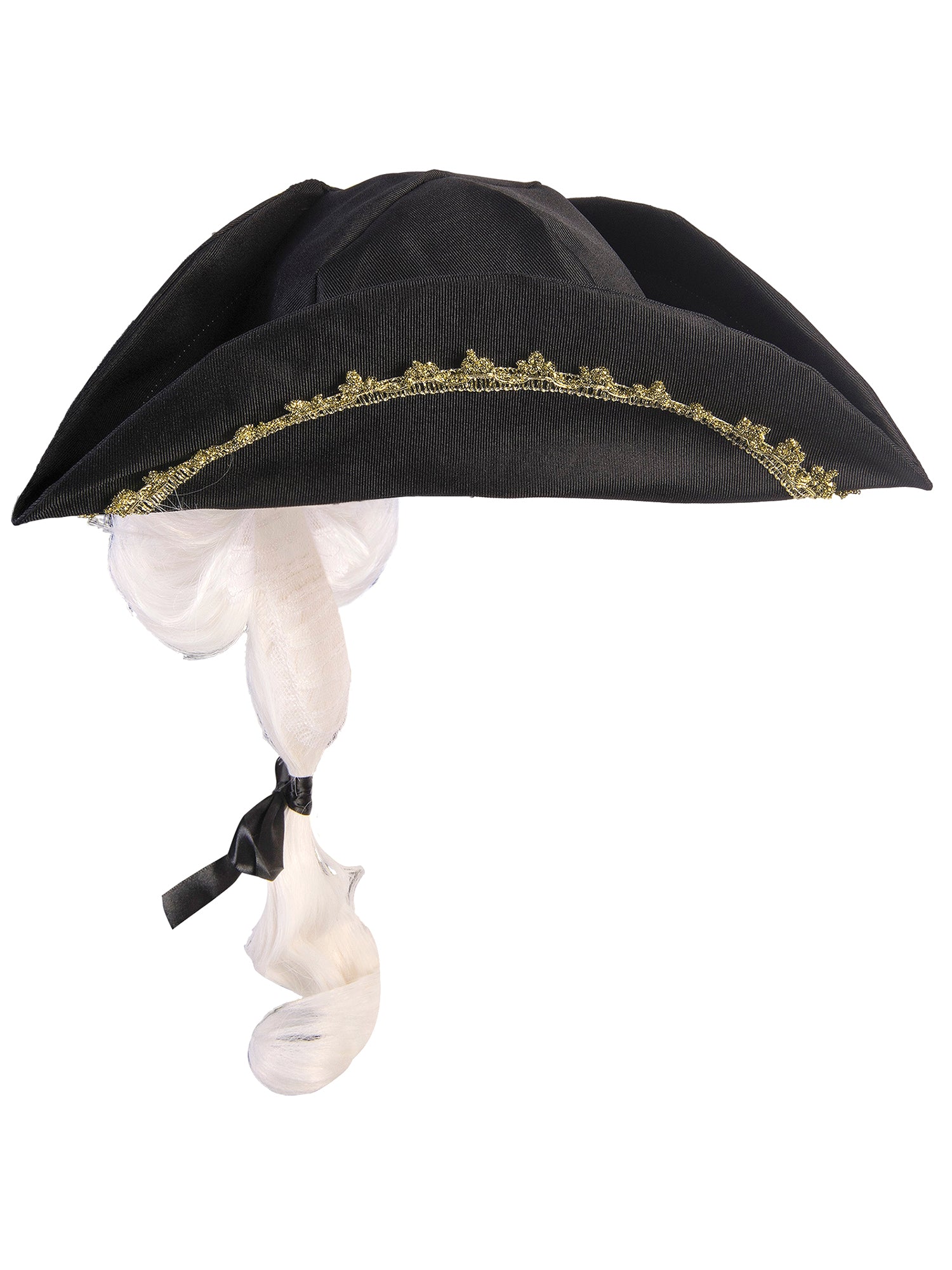 Kids' Black Colonial Tricorn Hat with Wig - costumes.com