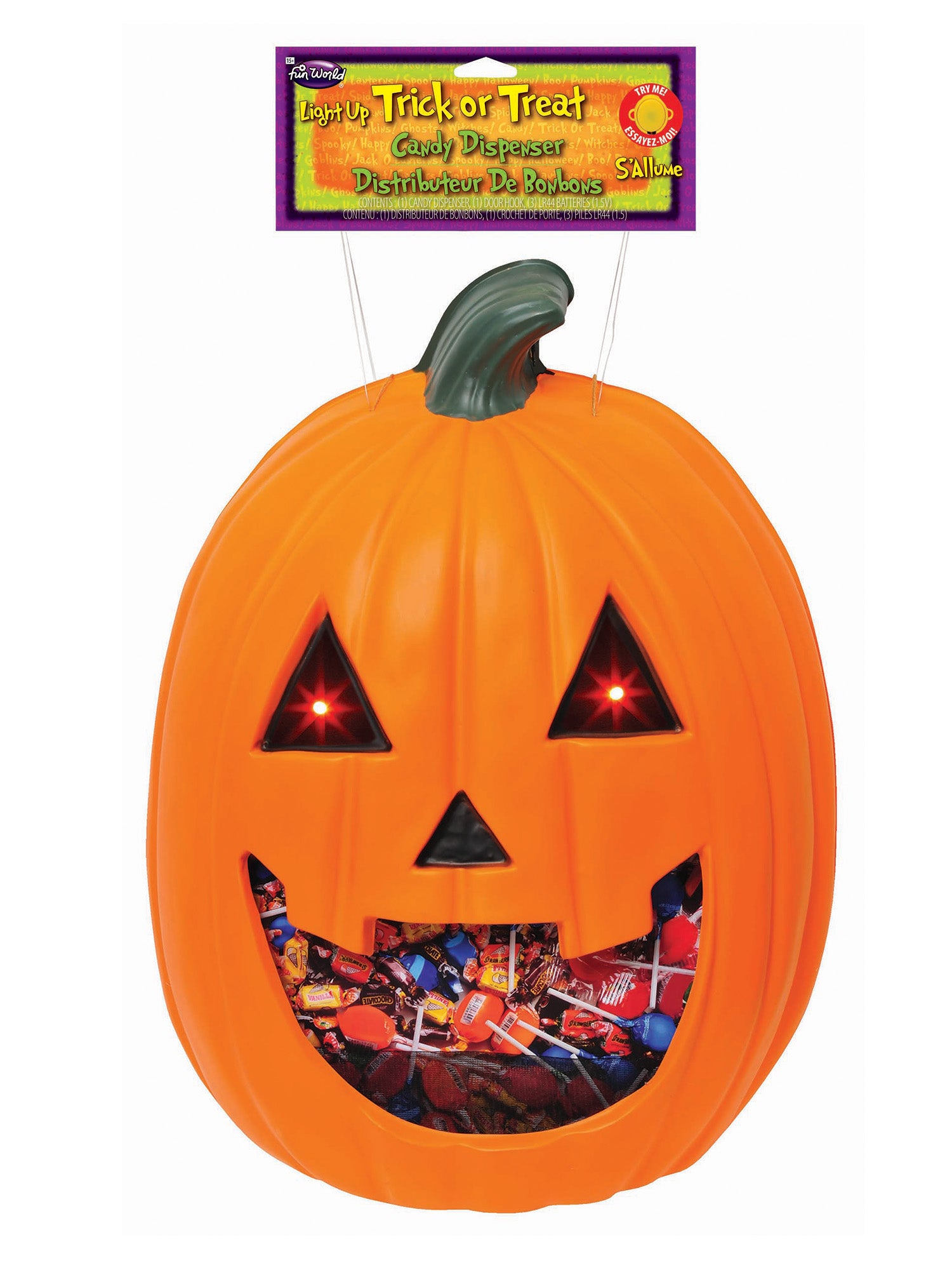 18-inch Pumpkin Light Up Hanging Candy Dispenser - costumes.com