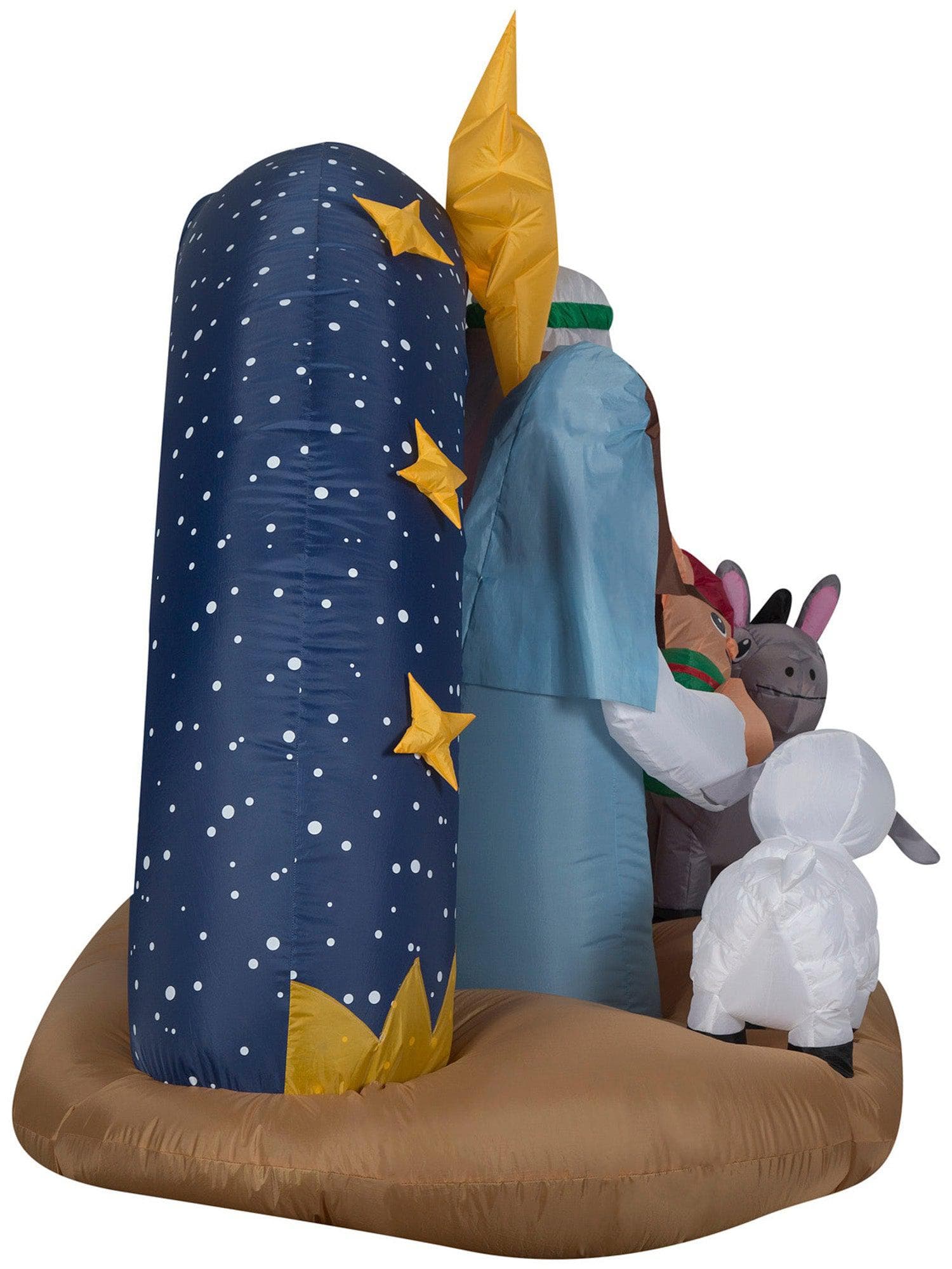 6.5 Foot Snowy Night Nativity Scene Light Up Christmas Inflatable Lawn Decor - costumes.com