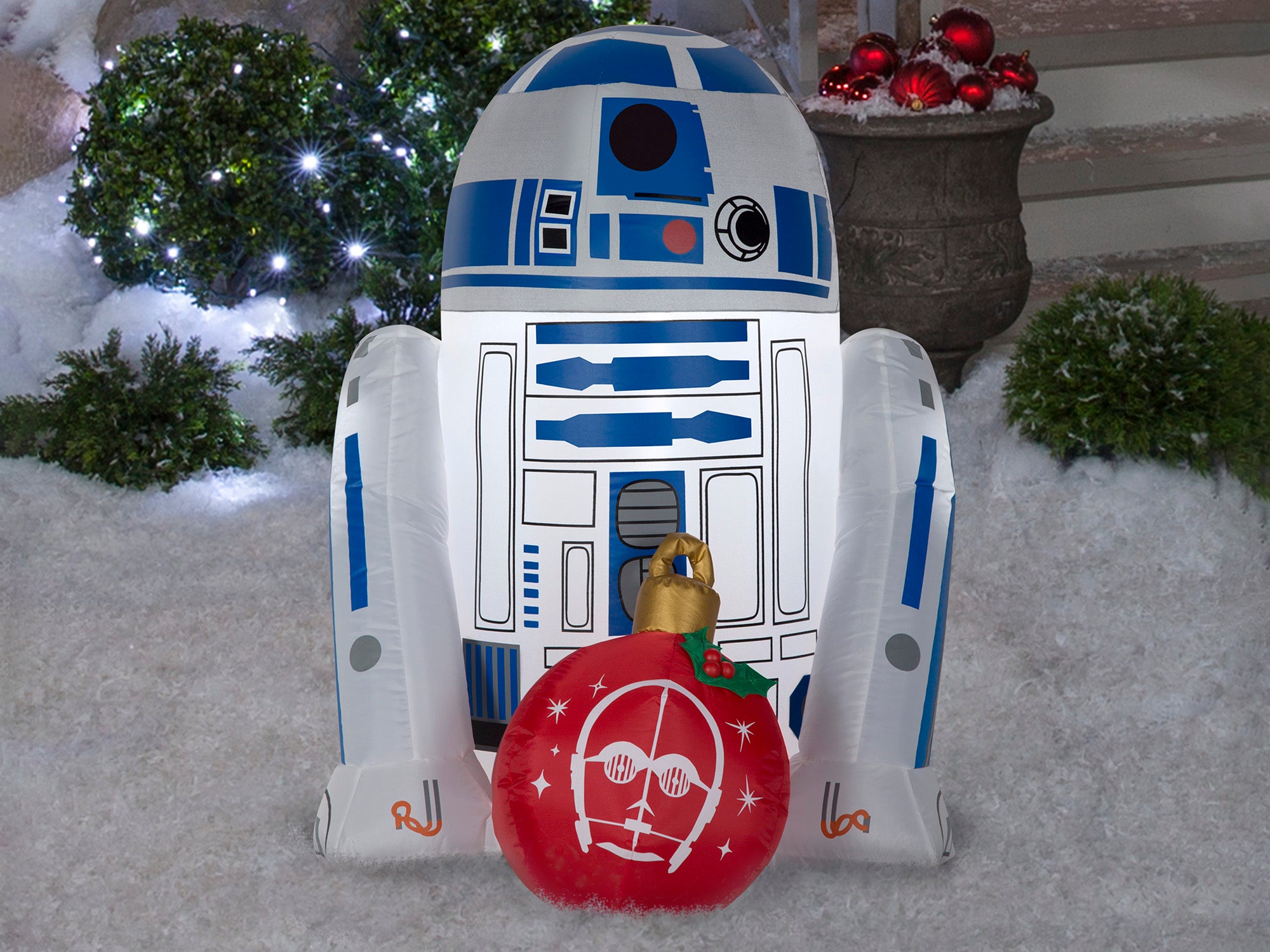 3 Foot Star Wars R2-D2 with Ornament Light Up Christmas Inflatable Lawn Decoration - costumes.com