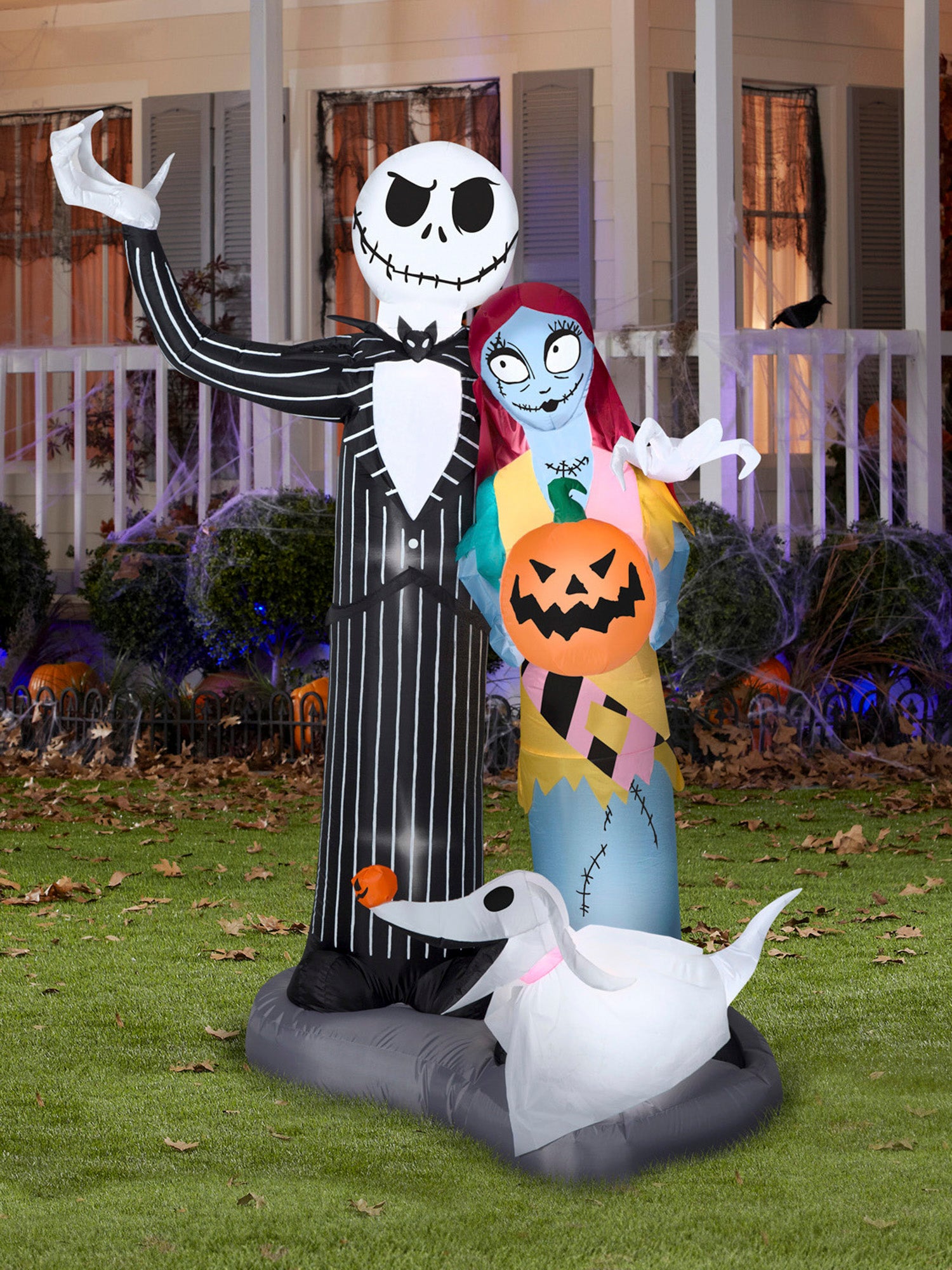 6 Foot the Nightmare Before Christmas Jack & Friends Light Up Halloween Inflatable Lawn Decor - costumes.com