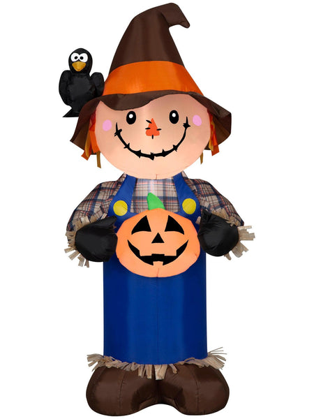 5 Foot Scarecrow with Jack-O'-Lantern Light Up Halloween Inflatable Lawn Decor