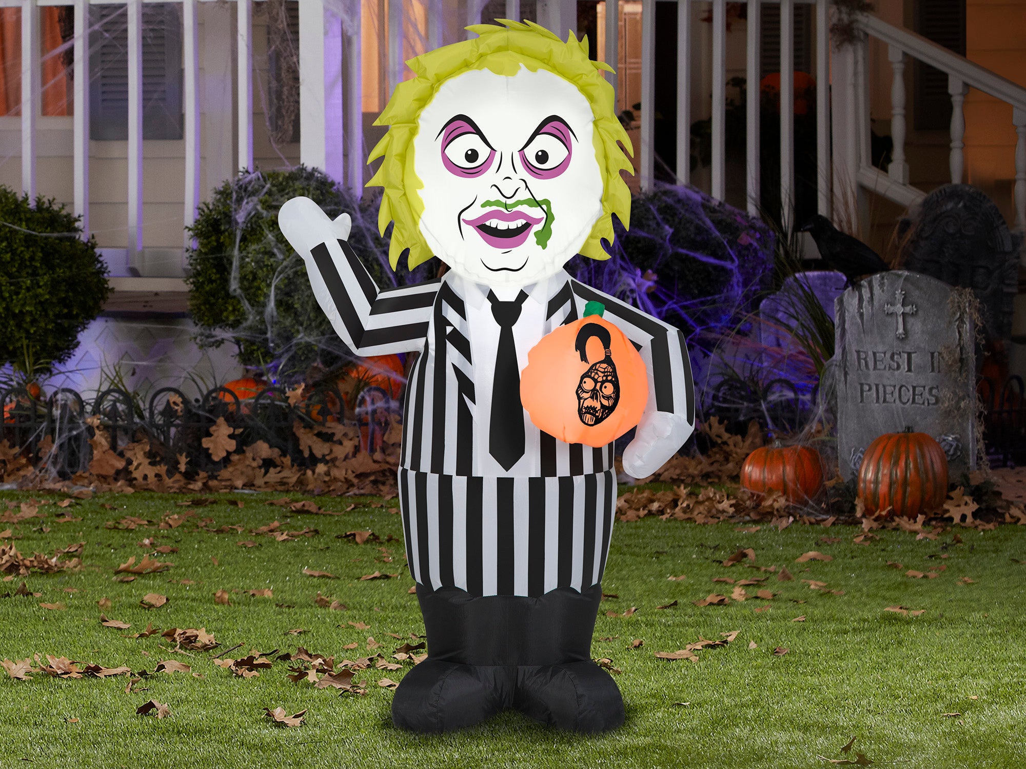 3.5 Foot Beetlejuice Light Up Halloween Inflatable Lawn Decoration - costumes.com