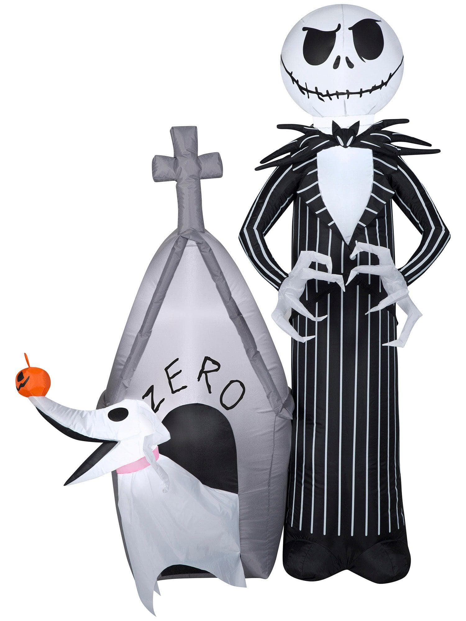 5 Foot The Nightmare Before Christmas Jack Skellington & Zero Light Up Halloween Inflatable Lawn Decor - costumes.com