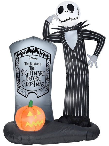 6 Foot The Nightmare Before Christmas Jack Skellington's Tombstone Light Up Halloween Inflatable Lawn Decor