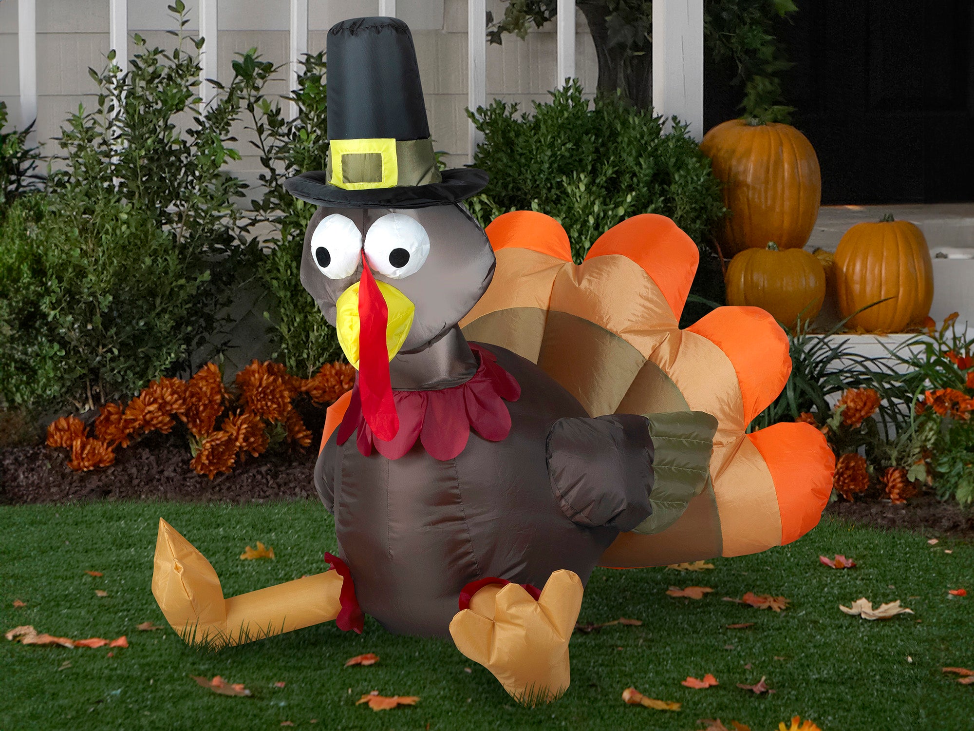 3 Foot Harvest Turkey Light Up Thanksgiving Inflatable Lawn Decoration - costumes.com