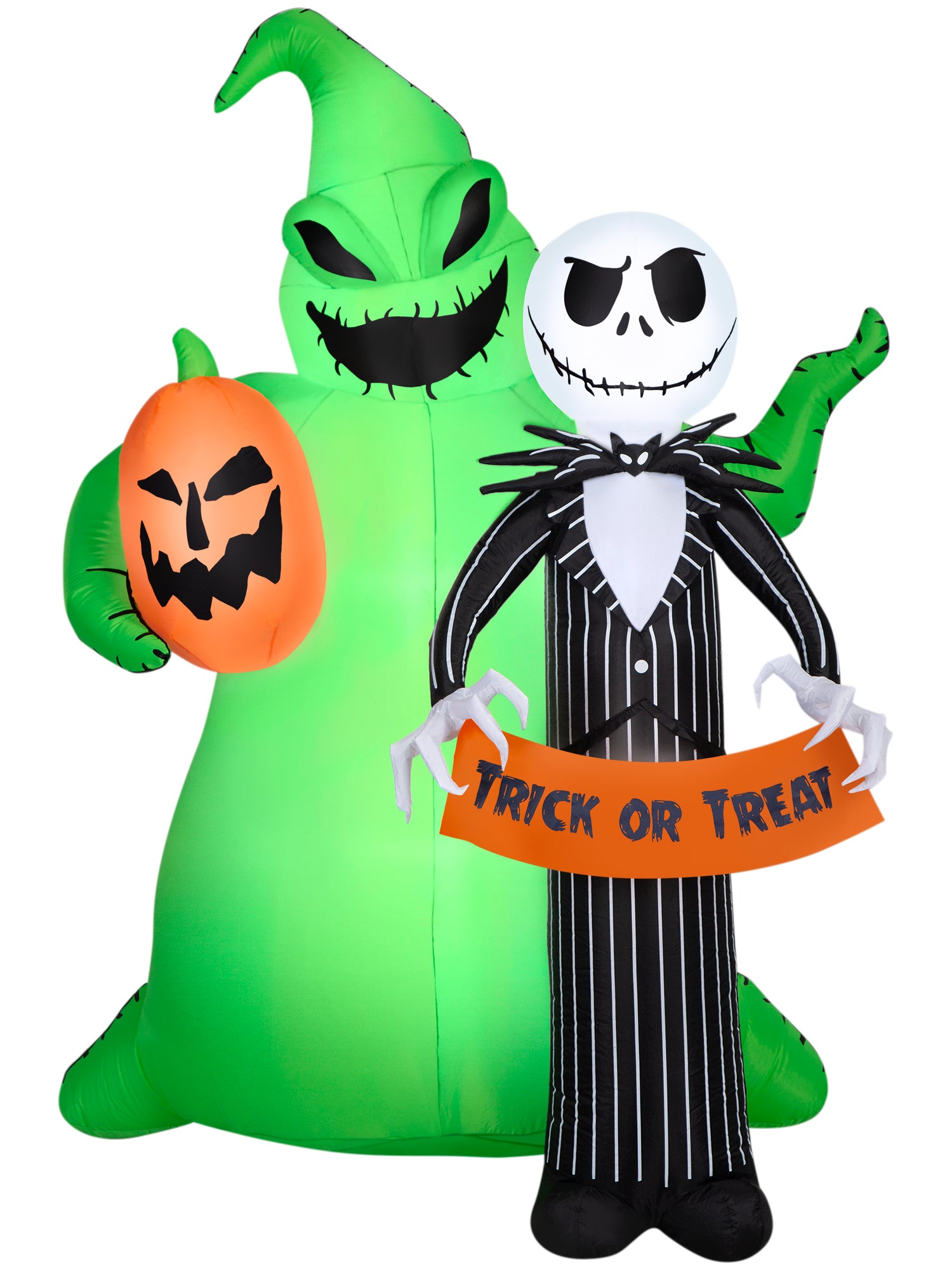 6.5 Foot The Nightmare Before Christmas Jack Skellington & Oogie Boogie Light Up Halloween Inflatable Lawn Decor - costumes.com