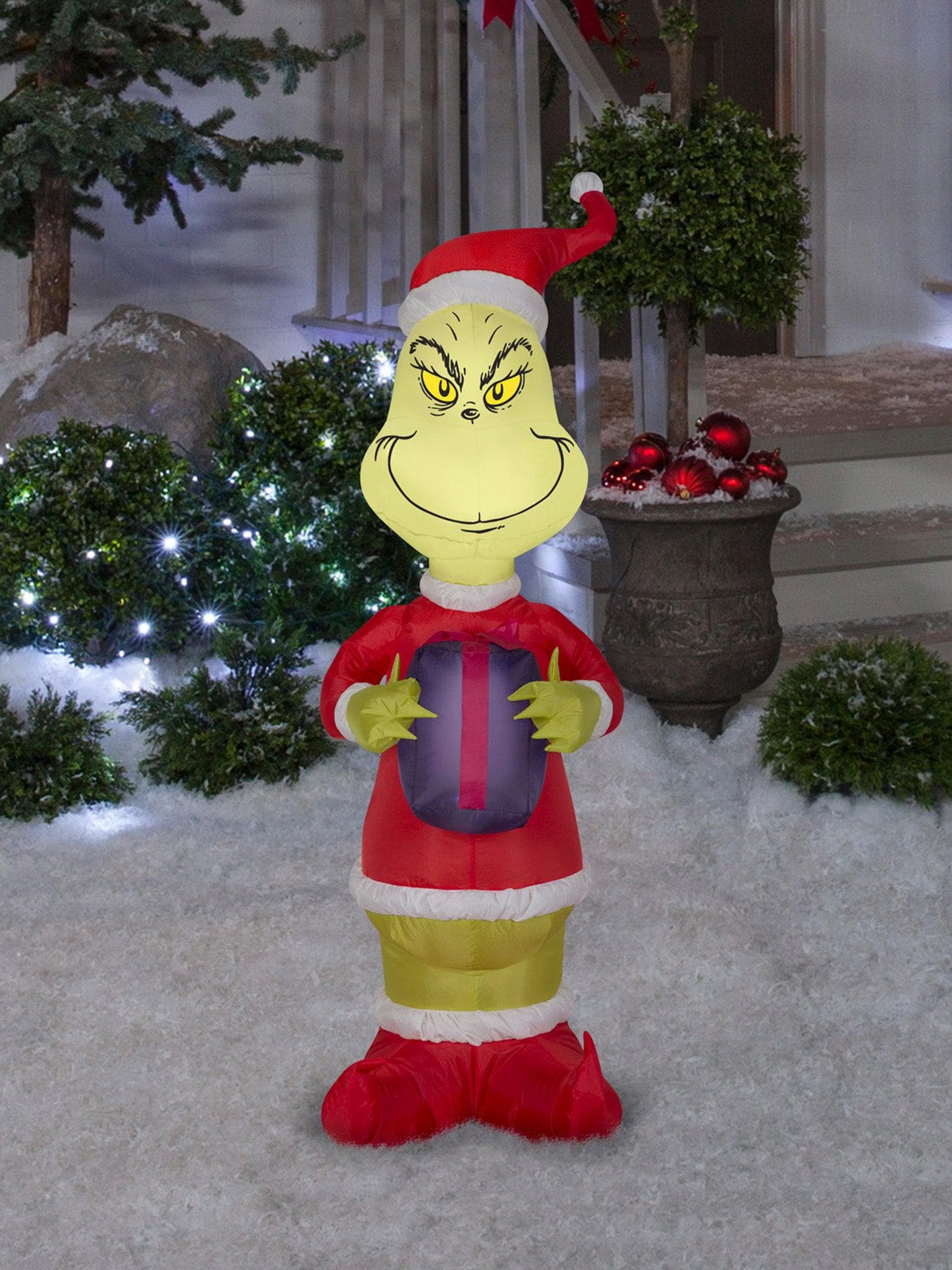 4 Foot Dr. Seuss The Grinch Holiday Light Up Christmas Inflatable Lawn Decor - costumes.com