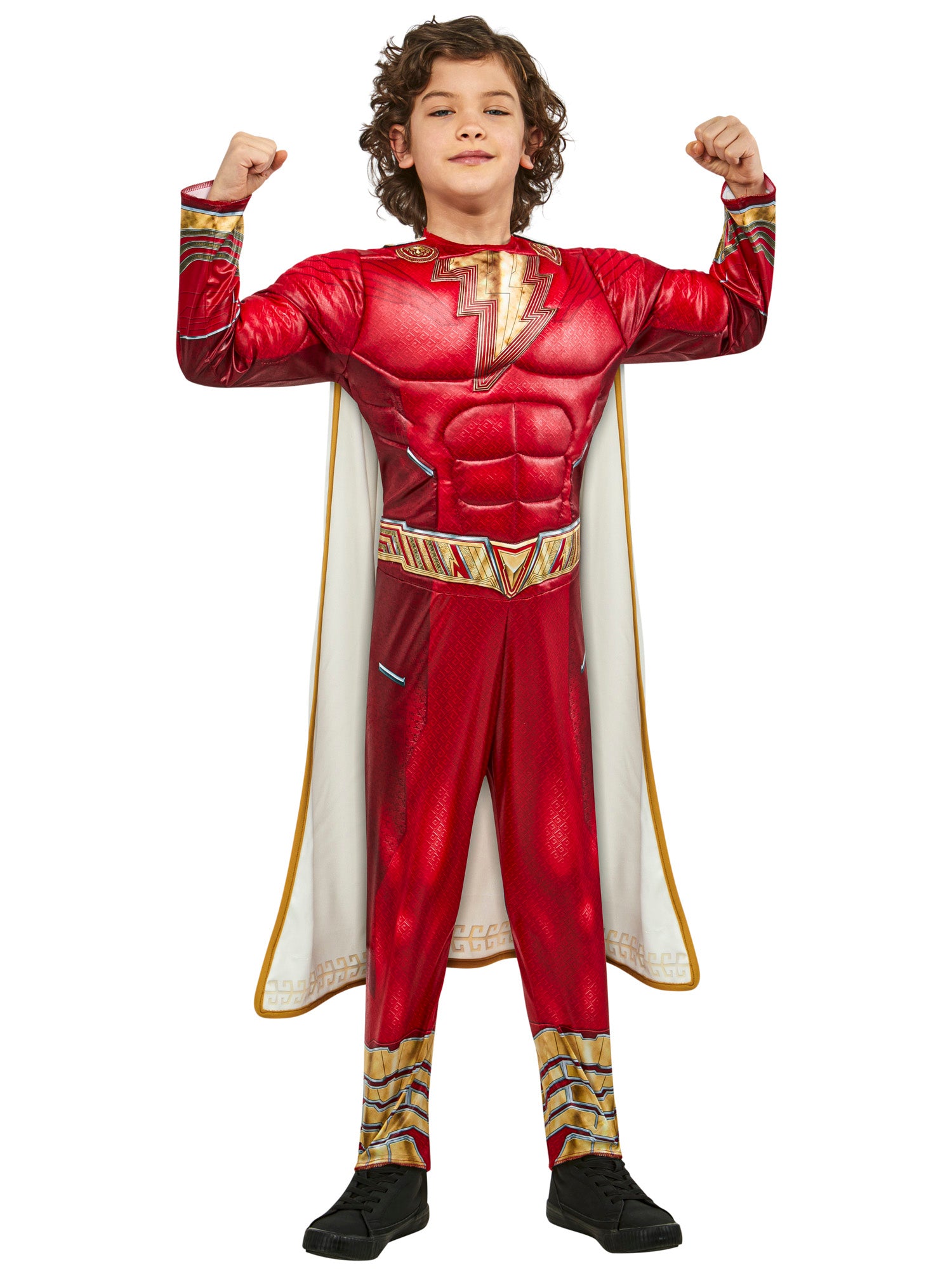 Boys' DC Comics Shazam Fury of Gods Shazam Padded Jumpsuit Costume - costumes.com
