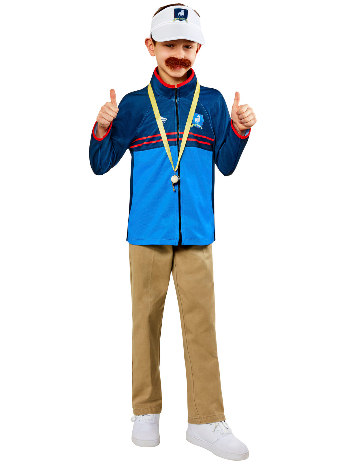Boys' Ted Lasso Costume Top, Visor, Fake Moustache and Whistle Set - costumes.com