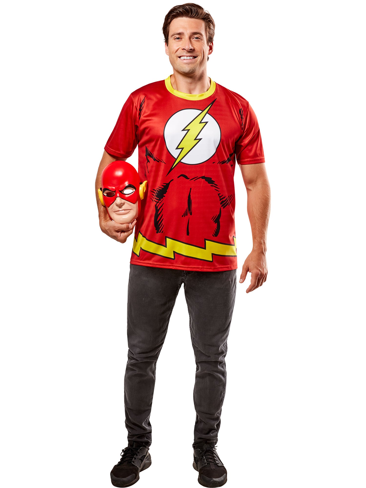 Men's DC Comics Ben Cooper Flash T-Shirt and Half Mask - costumes.com