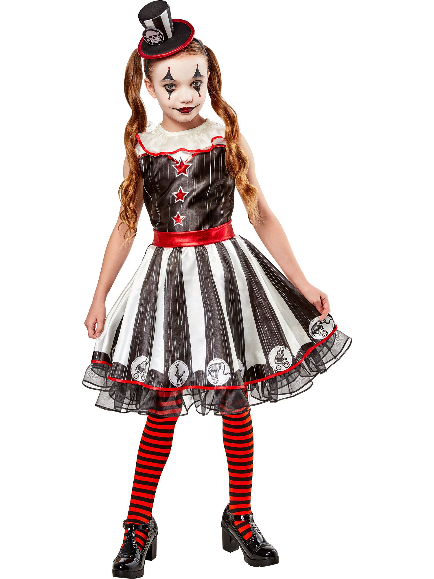 Girls' Vintage Silly Stripe Circus Clown Costume Girls' Vintage Silly Stripe Circus Clown Costume