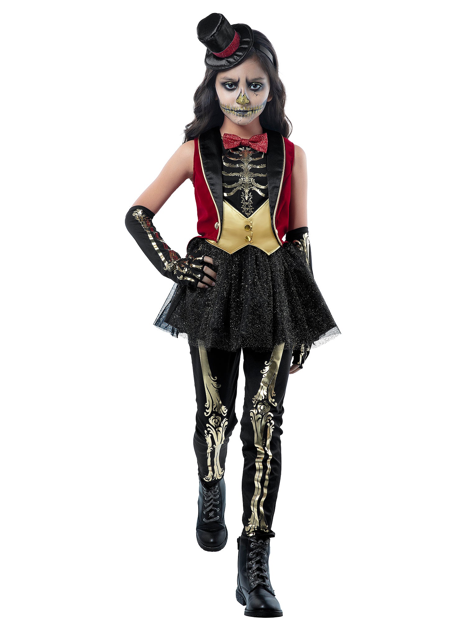 Girls' Circus Ringmaster Skeleton Costume - costumes.com