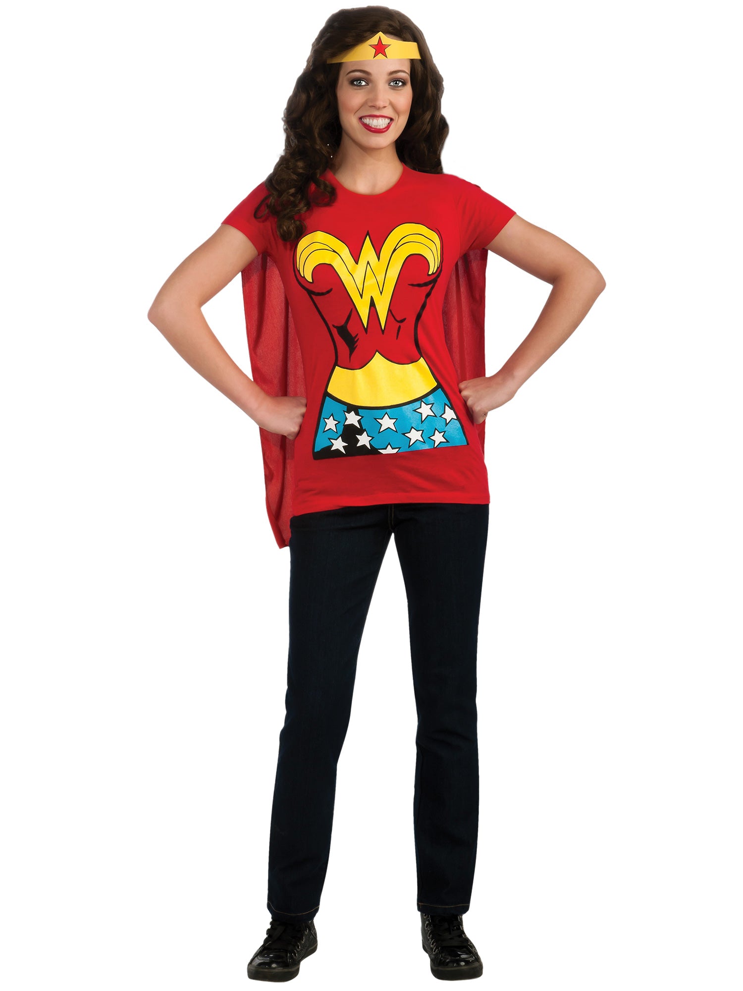Women's Wonder Woman T-Shirt, Cape and Tiara Set - costumes.com