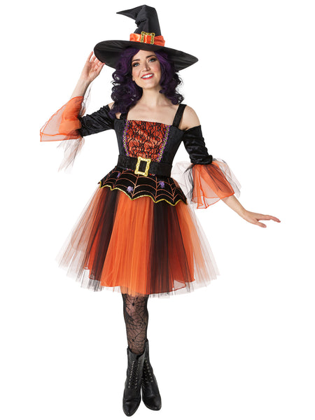 Women's Black and Orange Enchanted Witch Costume